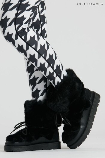 South Beach Black Faux Fur Snow Boots (939412) | £45