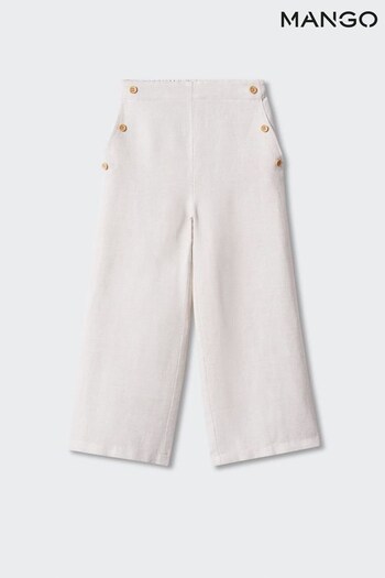 Mango Linen Button Detail Brown pink Trousers (939559) | £26