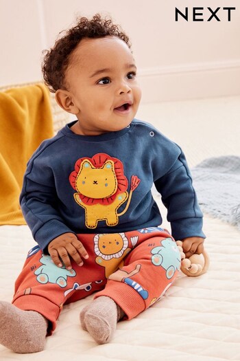 Navy Blue/Red Lion Cosy Baby Sweatshirt And Joggers 2 Piece Set (939788) | £13 - £15