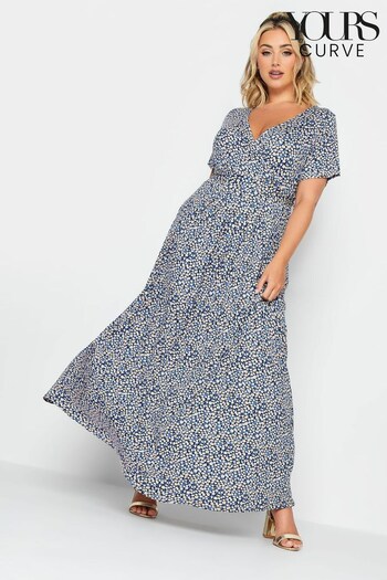 Yours Curve Blue Wrap Neck Maxi Dress (939979) | £35