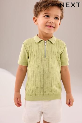 Lime Green towelling Polo Short Sleeve Zip Neck Sweater (3mths-7yrs) (940052) | £12 - £14