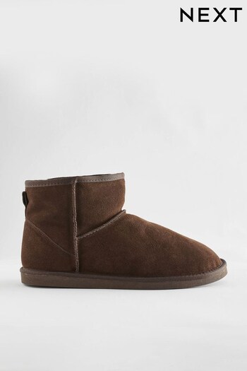 Brown Luxury Faux Fur Lined Suede Slipper Boots (940204) | £35