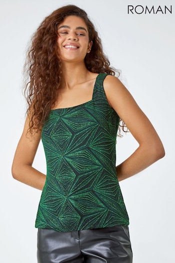 Roman Green Geometric Sparkle Embellished Vest Top (940307) | £28