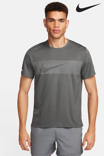 Nike Grey Dri-FIT Miler Flash UV Short Sleeve Running Top (940729) | £40