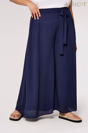 Apricot Navy Blue High Waisted Palazzo Trousers (940934) | £35