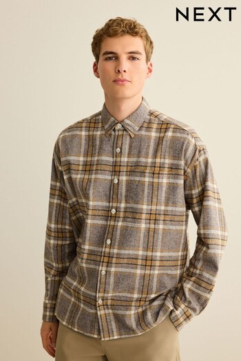 Grey/White Relaxed Fit Check Long Sleeve Shirt (940990) | £32