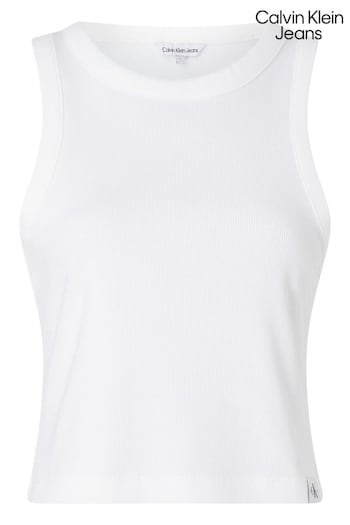 Calvin Klein Jeans White Ribbed Tank Top (941176) | £40