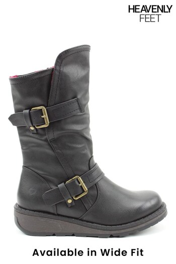 Heavenly Feet Black Ladies Mid-Calf Boots (941177) | £55