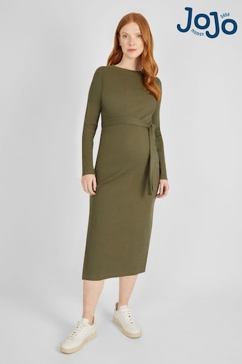 JoJo Maman Bébé Khaki Ribbed Jersey Maternity Dress Tapered (941292) | £36