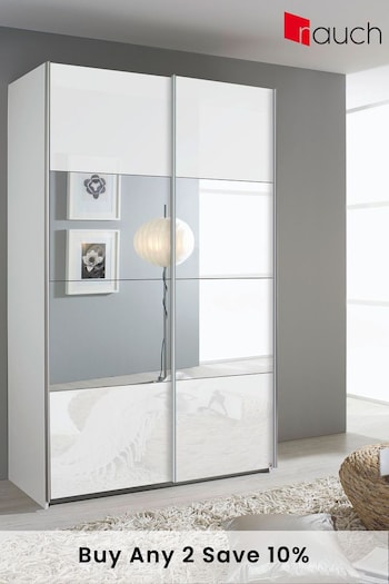Rauch White Courtney 1.36m Glass Sliding Semi-fitted Wardrobe (941300) | £750