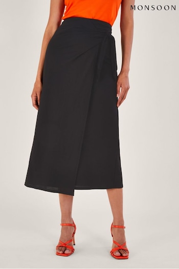 Monsoon Winnie Wrap Midi Black Skirt (941312) | £55