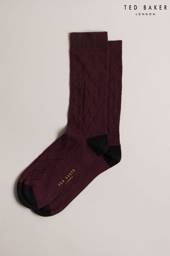 Ted Baker Swelter Geometric Knit Purple Socks (941373) | £10