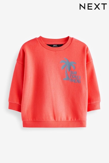 Coral Pink Oversized Printed Sweatshirt (3mths-7yrs) (941846) | £7.50 - £9.50