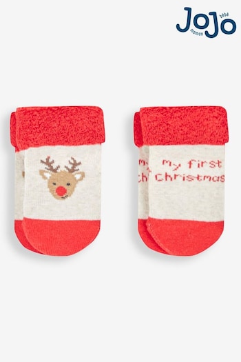JoJo Maman Bébé Red My First Christmas 2-Pack Baby Socks (942113) | £5.50