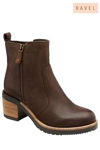 Ravel Brown Leather Cleated Sole Ankle Boots (942531) | £95