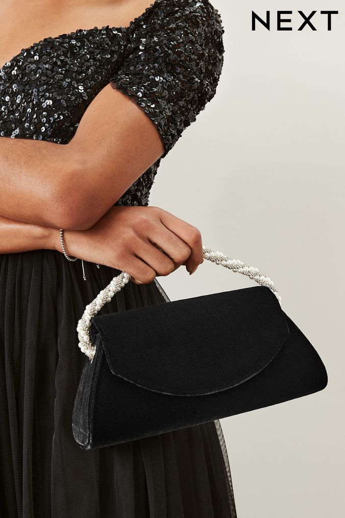 Black velvet clutch bag uk top
