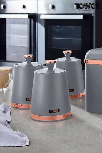 Tower Set of 3 Grey Cavaletto Canisters (942607) | £33