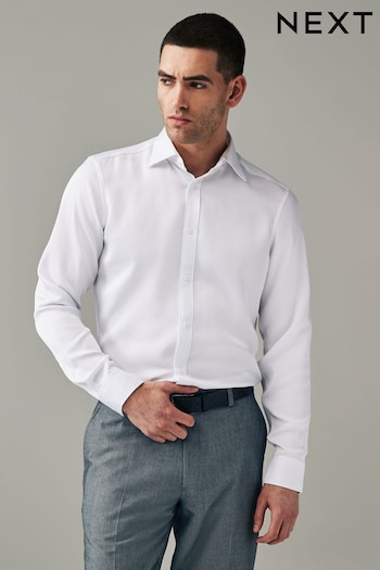 White Slim Fit Trimmed Satin Shirt (942722) | £28