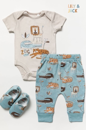 Lily & Jack Natural Bodysuit/Jogger and Shoes Outfit Set (942811) | £26