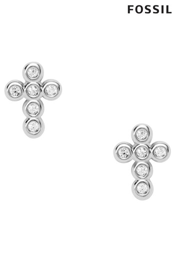 Fossil Jewellery Ladies Silver Tone Crosses Earrings (942862) | £49