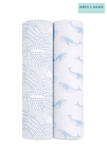 aden+anais Blue Organic Cotton Muslin Blankets 2 Pack (943115) | £31