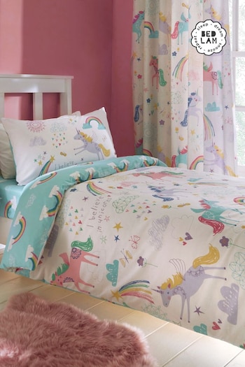 Bedlam Multi Rainbow Unicorn Duvet Cover and Pillowcase Set (943145) | £16 - £25