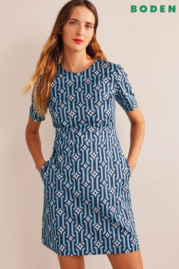 Boden Blue Cotton Mini Shift Dress (943263) | £80