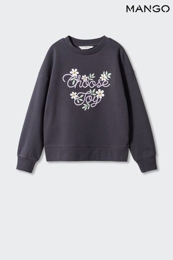 Mango Grey Embroidered Message Sweatshirt (943355) | £26