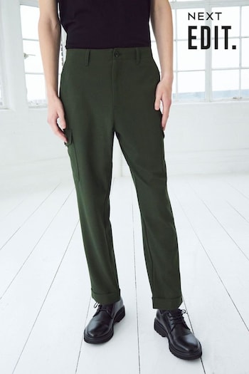 Khaki Green Relaxed Tapered EDIT Twill Cargo Trousers Lipsy (943438) | £36