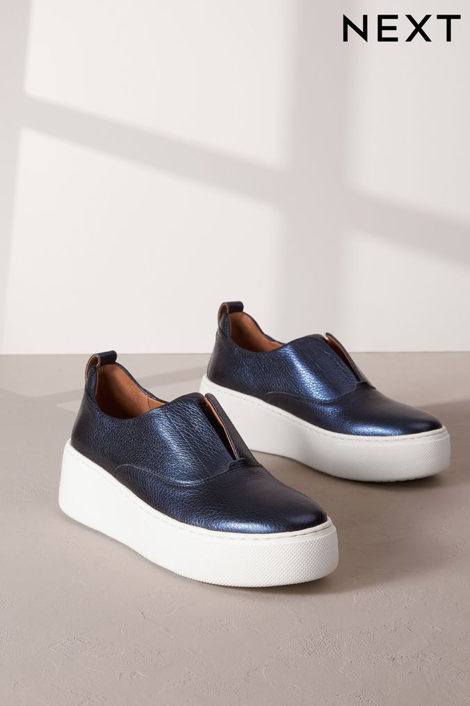 Navy slip on trainers ladies deals
