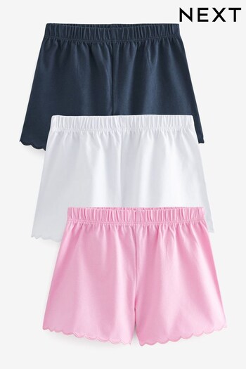 Navy Cotton Scallop Edge Shorts Cassia 3 Pack (3mths-7yrs) (943688) | £12 - £16