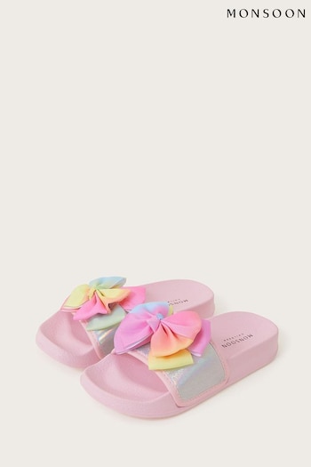 Monsoon Pink Pastel Rainbow Bow Sliders (943802) | £16 - £18