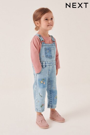 Blue Denim Embroidered Dungarees (3mths-7yrs) (944014) | £20 - £24