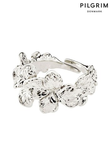 PILGRIM Silver Echo Recycled Adjustable Flower Ring (944046) | £30