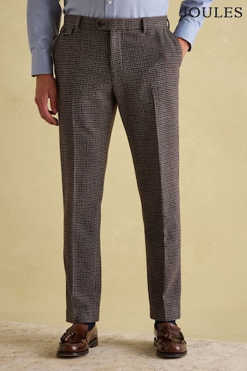 Joules Brown Slim Fit Dogtooth Texture Suit Trousers (944050) | £100