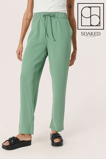 Soaked in Luxury Green Shirley Tapered Elastic Waist Trousers (944323) | £75