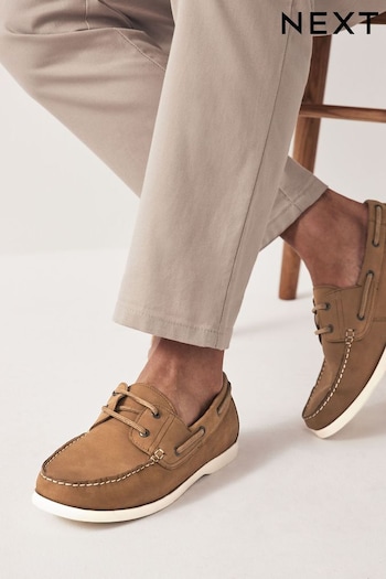 Tan Brown Leather Boat Shoes Cerniera (944358) | £50
