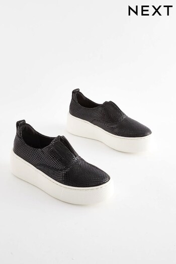 Black Snake Slip On Signature Forever Comfort® Leather Chunky Wedge Platform Trainers (944384) | £50