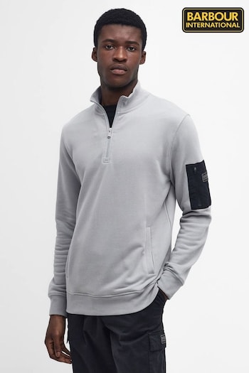 Barbour® International Grey Alloy Half Zip Utility Sweatshirt (944568) | £119