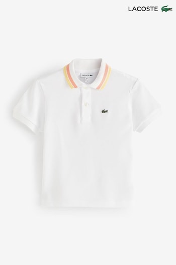 Lacoste Cortos Tri-Colour Tipped Collar Pique Polo Shirt (944725) | £55 - £60