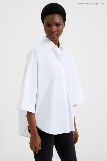 French Connection Blue Rhodes Sust Poplin Shortsleeve Popover Blouse (944771) | £39