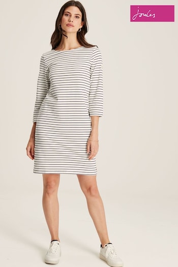 Joules Outlet Riviera Cream Jersey 3/4 Sleeve Dress (944972) | £26.95