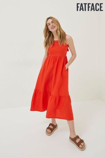 FatFace Red Julien Linen Midi Dress (945042) | £89