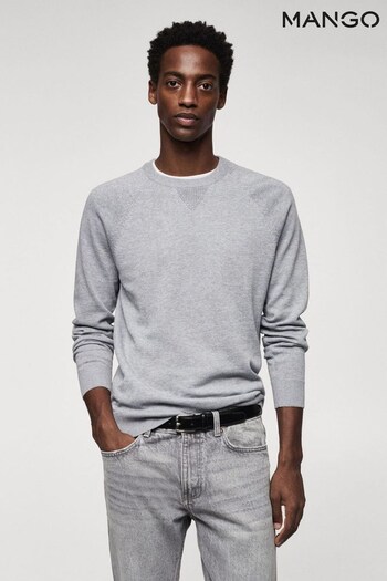 Mango Grey Fine Knit Cotton Sweater (945051) | £36