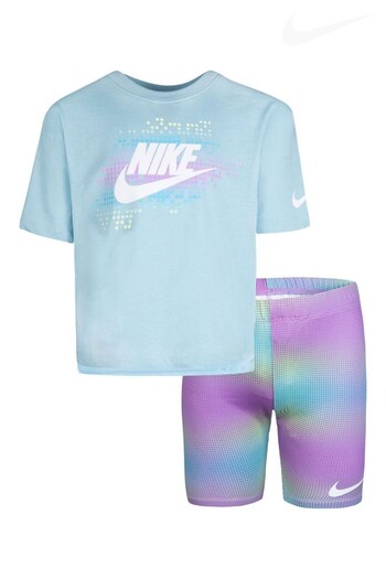 Nike Blue/Pink Little Kids Oversized TShirt and Shorts Set (945436) | £35