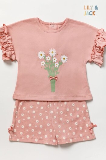Lily & Jack Pink Daisy Top and Shorts Outfit Set (945468) | £22