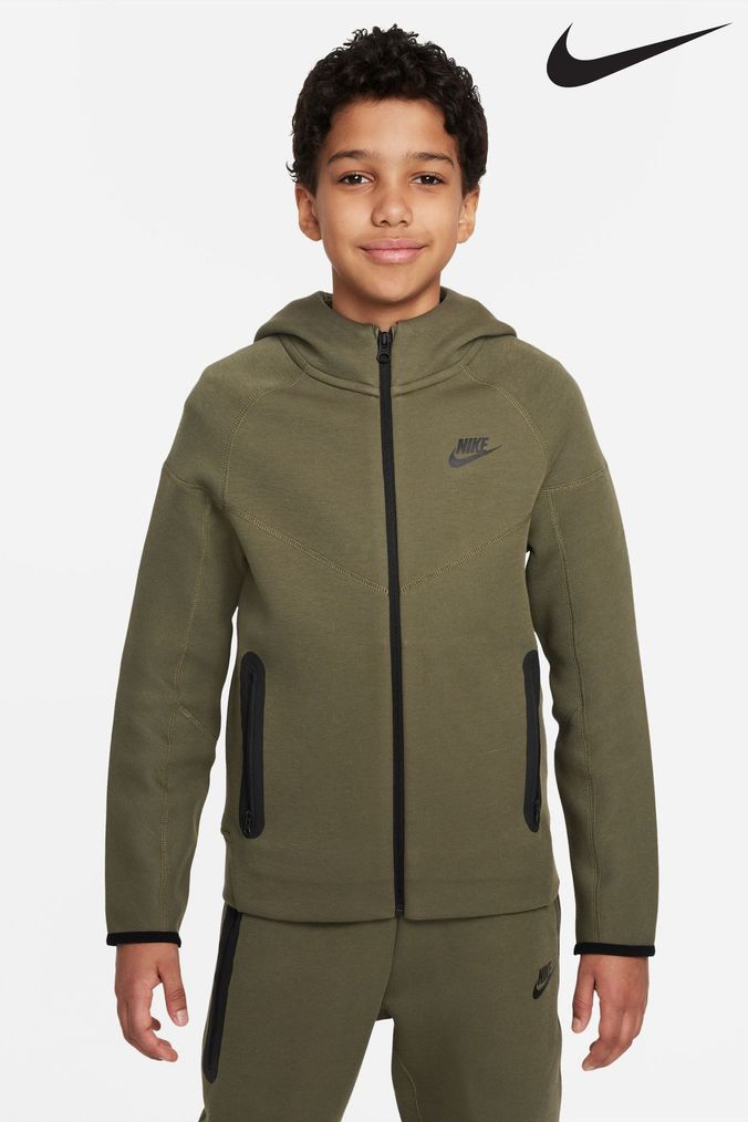 Nike Olive Green Tech Fleece Zip Through Hoodie (945670) | £83