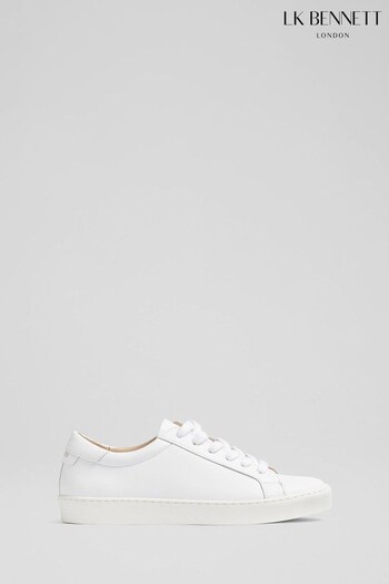 LK Bennett White Jasper Leather Lace-Up Trainers (945773) | £179