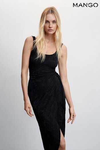 Mango Knotted Jacquard Black Dress (945972) | £46