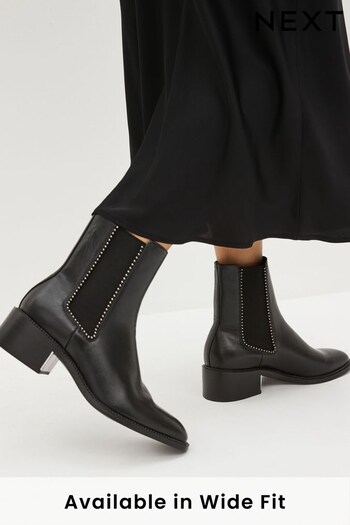 Black Regular/Wide Fit Forever Comfort® Chelsea Studded Ankle Boots (946009) | £46